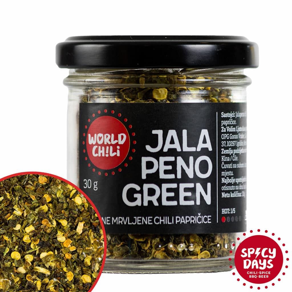 Jalapeno Green sušene mrvljene chili papričice 30g